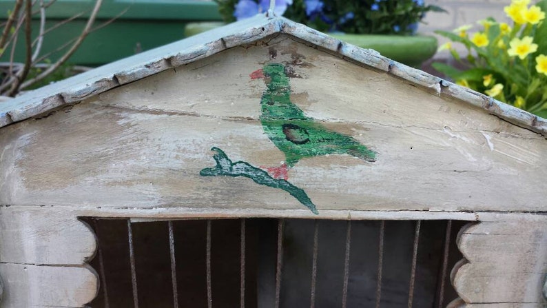 green Birdcage white and soft blue wooden antique French