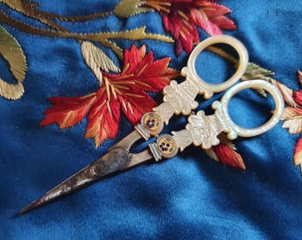 Palais Royal scissors, mother of pearl embroidery scissors, antique French