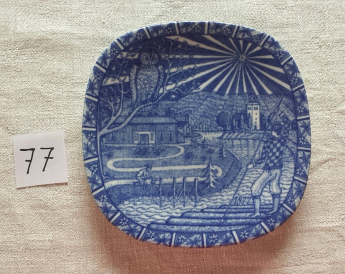 Swedish Christmas plates Rörstrand, theme Nils Holgerssong, years 1977, 1978, 1980, 1981
