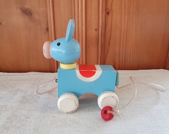 Pull toy donkey, mid century