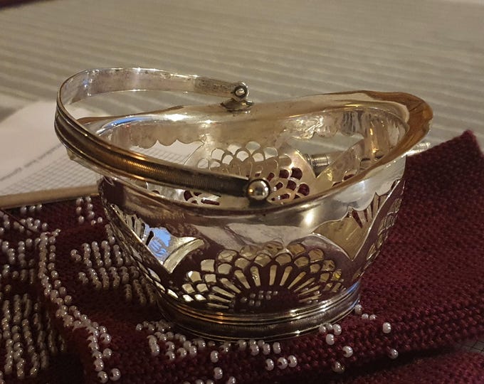 Hallmarked silver thread basket, yarn basket, yarn bowl, wool basket, antique Dutch
