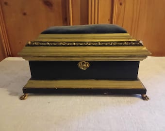 Antique sewing box, 19th century French, Napoleon III, with secret compartements