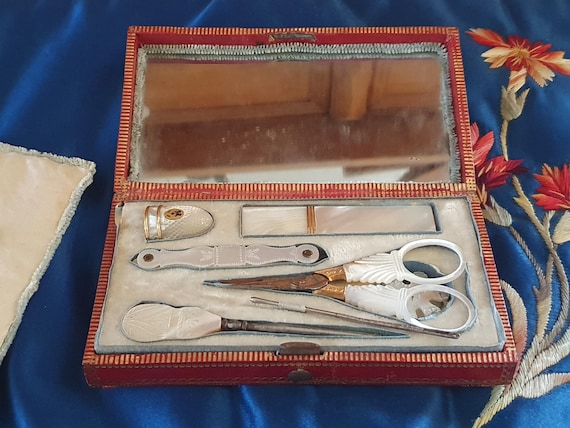 Palais Royal Sewing Etui, Antique Mother of Pearl Sewing Tools