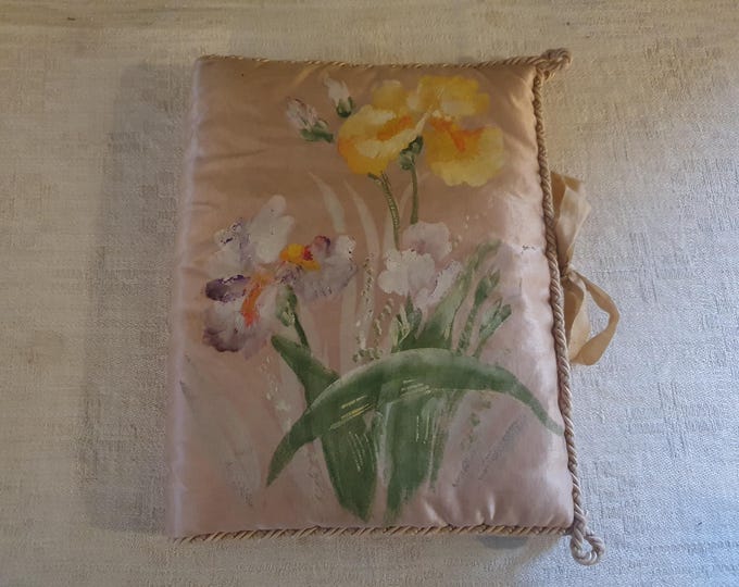 Lingerie case, lingerie cover, lingerie pouch, boudoir cushion, pochette soie, etui, antique French, handpainted padded silk