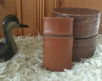 Leather hip flask with cup