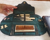 Sewing etui, sewing case, sewing set with antique sewing tools