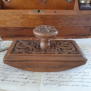Antique ink blotter, hand carved wood, Chinese style