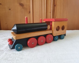 Wooden train, wooden locomotive, toy locomotive, pull toy, pull locomotive