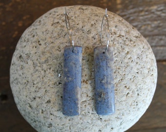 Dumortierite Denim Blue Quartz Natural Stone Earrings, Long Dangle Fashion Earrings, Stainless Steel Ear Wires, Gifts for Her