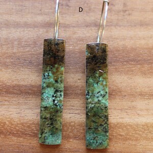 African Turquoise Jasper Natural Stone Earrings Stainless Steel Earwires Rectangle Shape Drop Hand Cut Stone, Gifts for Her image 6