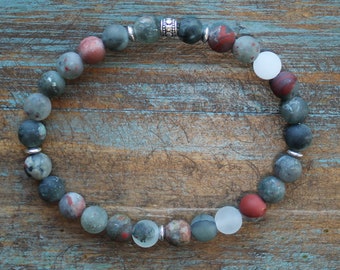 African Bloodstone Stretchy Bracelet: Matte or Smooth Finish