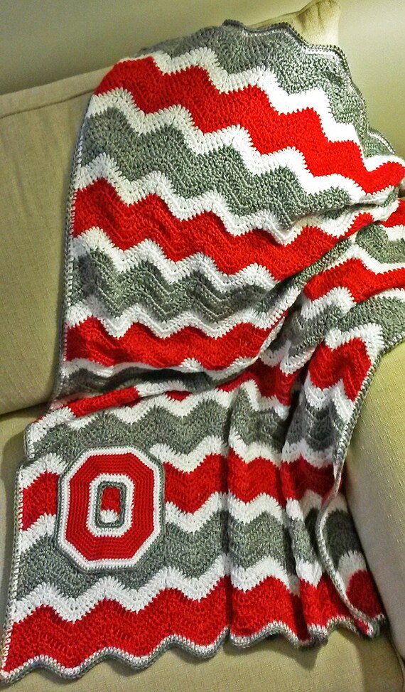 Ohio State Blanket Crochet Afghan OSU Buckeyes Collegiate Etsy