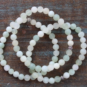 Green Serpentine Jade Natural Stone Stretchy Bracelet Stackable Bracelet 6mm Beads Elastic Bangle image 5