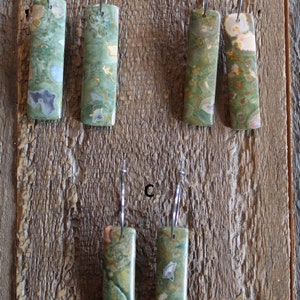 Jasper Rainforest Rhyolite Natural Stone Earrings Stainless Steel Ear Wires Popular Long Green Jasper Earrings image 2