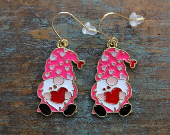Holiday Gnome Earrings: Gold Plated Charms, Gift Box