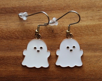 Halloween Pierced Earrings, Fangs, Candy Corn, Cat, Moon & Bats, Ghost, Stainless Steel Earwire, Gifts for Her, Jewelry