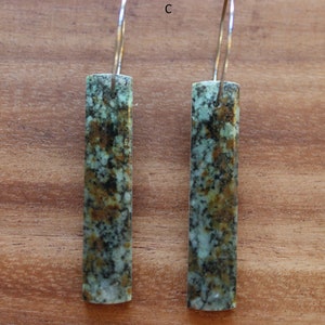 African Turquoise Jasper Natural Stone Earrings Stainless Steel Earwires Rectangle Shape Drop Hand Cut Stone, Gifts for Her image 5