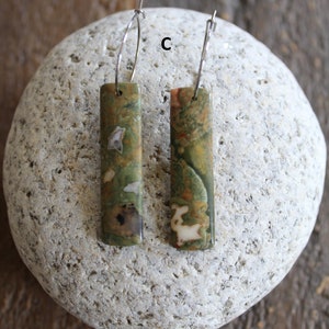 Jasper Rainforest Rhyolite Natural Stone Earrings Stainless Steel Ear Wires Popular Long Green Jasper Earrings C