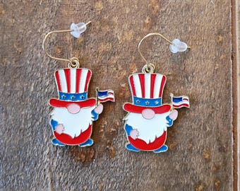 Patriotic Earrings or Charm Bracelet: USA 4th of July Stainless Steel Jewelry