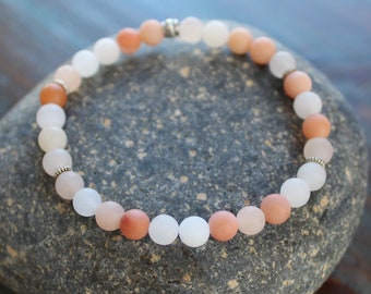 Peach Aventurine Natural Stone Stretchy Bracelet | Stackable 6mm Beads Elastic Bangle