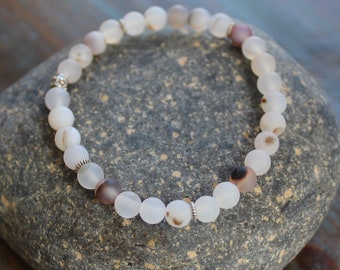 Montana Agate Natural Stone Stretchy Bracelet | Stacked Jewelry | 6mm Beads | Elastic Bangle