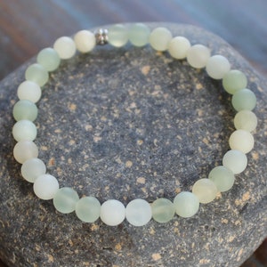 Green Serpentine Jade Natural Stone Stretchy Bracelet Stackable Bracelet 6mm Beads Elastic Bangle image 1