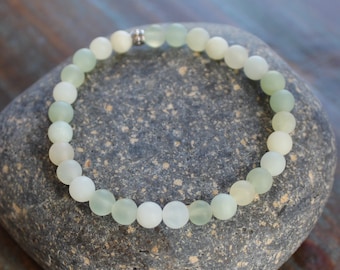 Green Serpentine Jade Natural Stone Stretchy Bracelet | Stackable Bracelet | 6mm Beads | Elastic Bangle