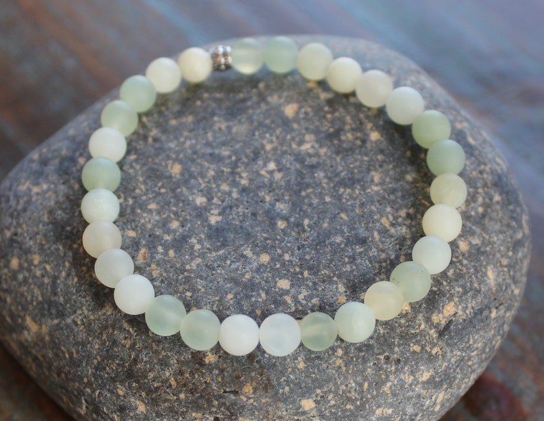 Green Serpentine Jade Natural Stone Stretchy Bracelet Stackable Bracelet 6mm Beads Elastic Bangle image 1