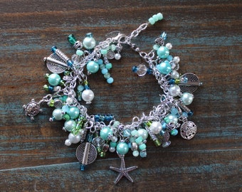 Beach Multi Charm Bracelet | Starfish, Anchor, Fish, Turtle Charm