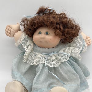 Vintage Handmade Cabbage Patch Styled Doll With Porcelain Face Girl Brunette