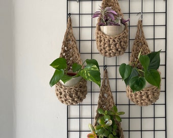 Large Jute Hanging Plant Pot Holder | Boho Wall Planter | Indoor Houseplant Wall Display
