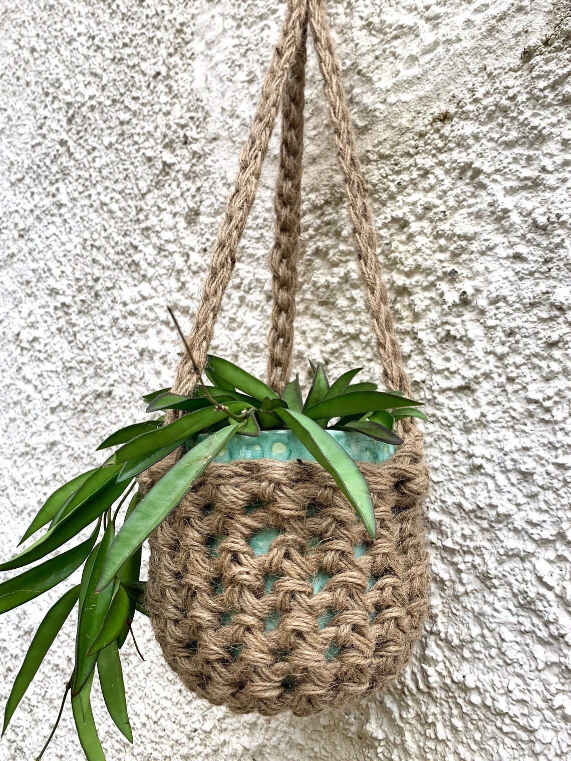 Handmade Small Jute Plant Hanger Crochet Jute Hanging Basket Etsy