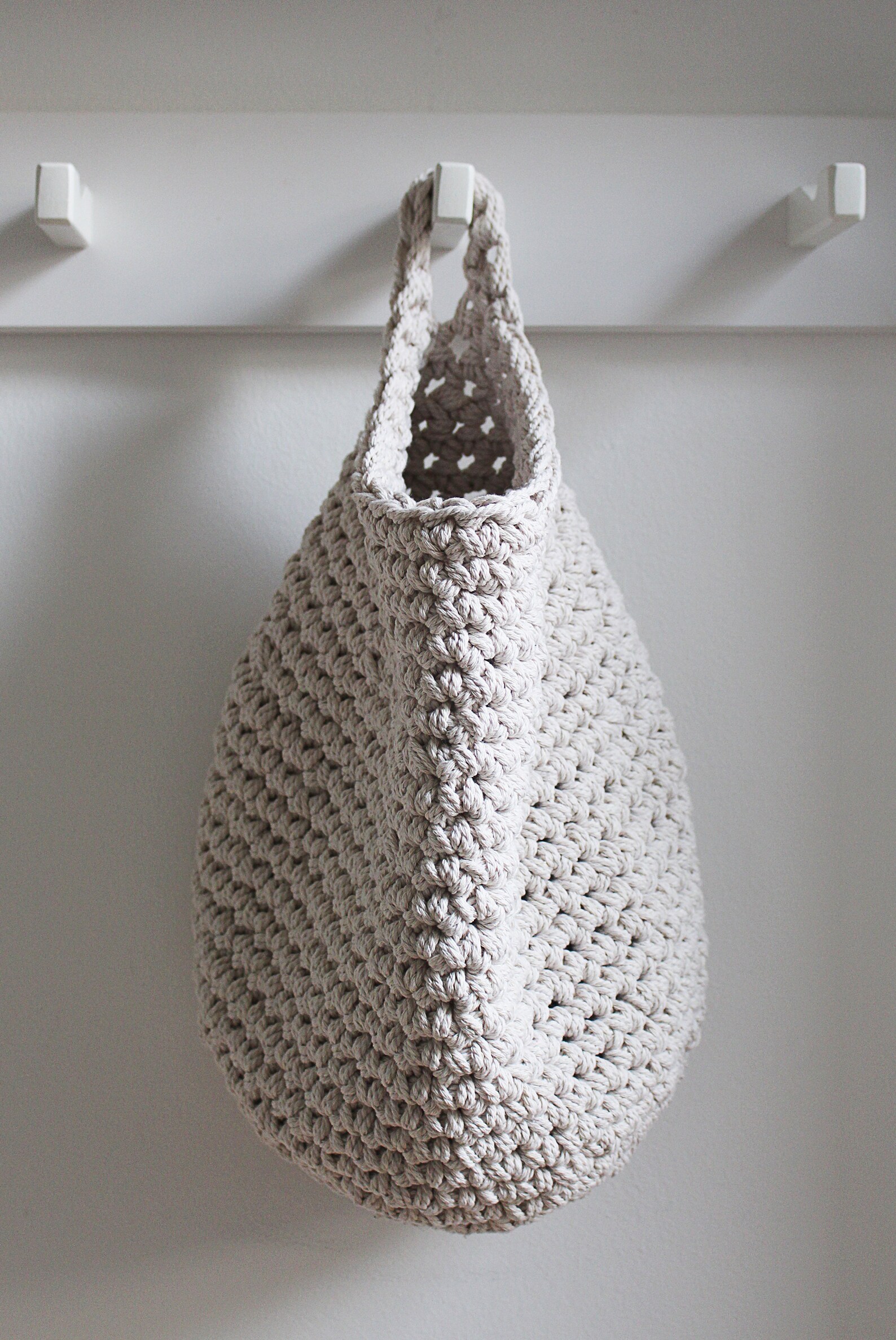 Large White Hanging Crochet Cotton Bag Eco Friendly Storage Etsy UK