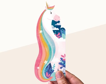 Bookmark unicorn, bookmark in the form of magical creature, illustration, bookish gift