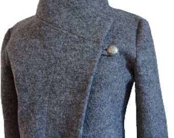Cozy Women boiled wool Jacket grey melange size  XS-L