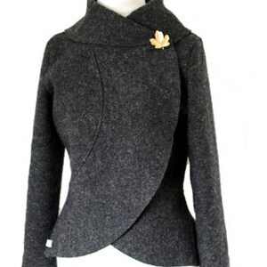 Women boiled wool Jacket anthrazit charcoal size Xs-L
