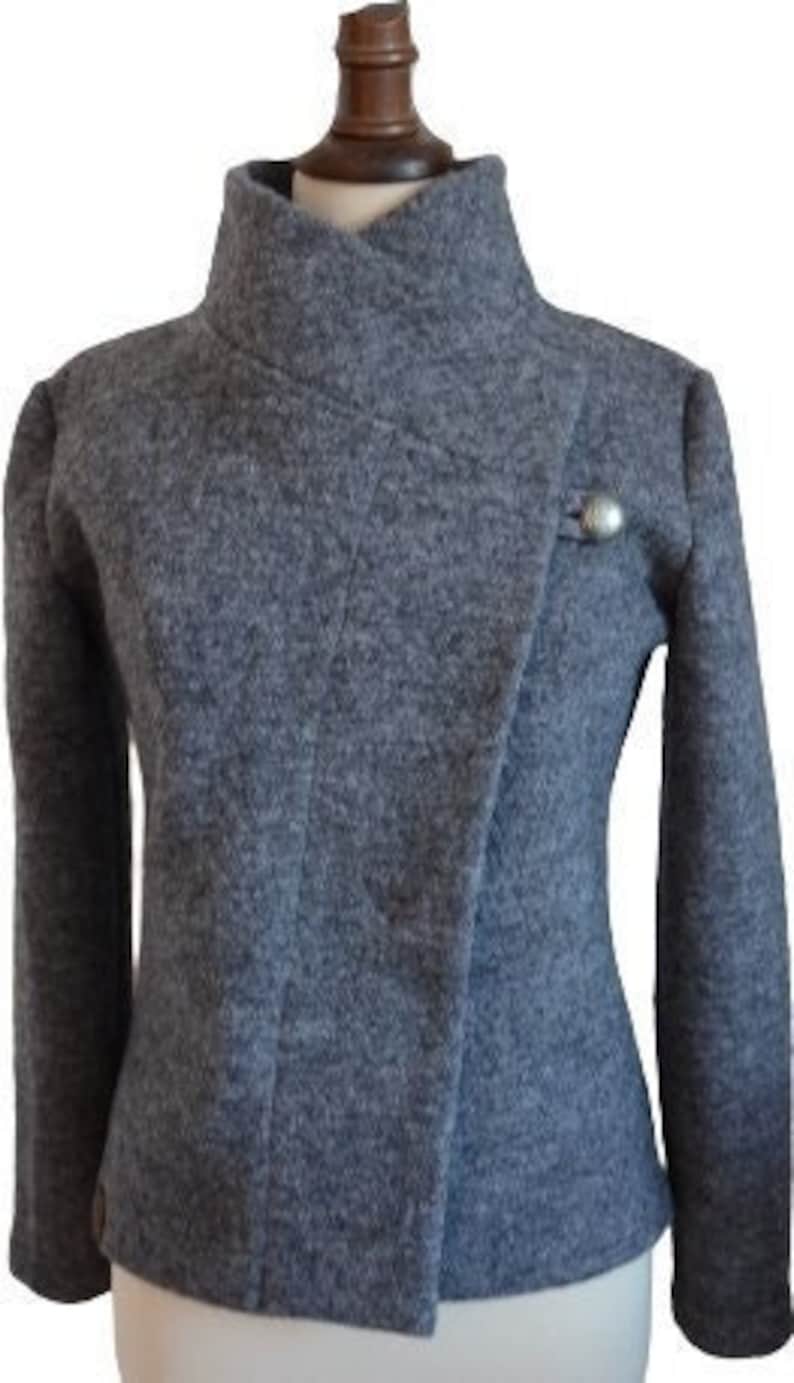 Cozy Women Boiled Wool Jacket Grey Melange Size XS-L - Etsy