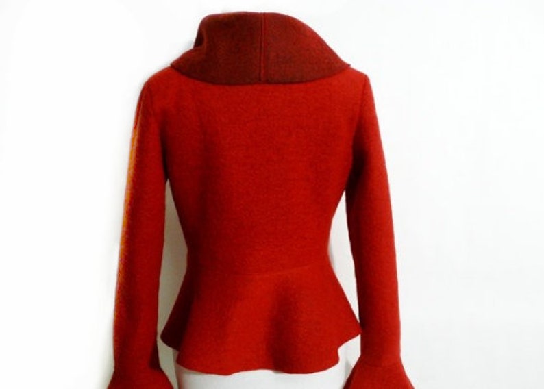 Women boiled wool Jacket red size XsL Etsy