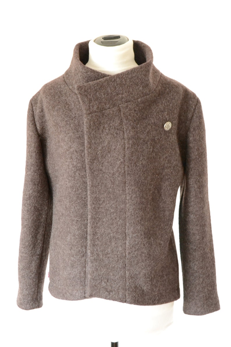 Women boiled wool Jacket brown melange size Xs-L | Etsy