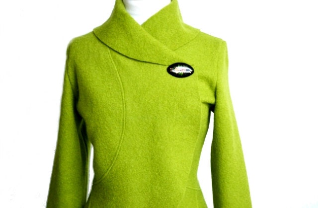 green boiled wool jacket