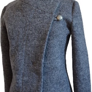 Cozy Women Boiled Wool Jacket Grey Melange Size XS-L - Etsy