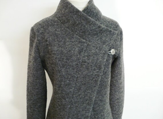 Cozy Women boiled wool Jacket grey melange size XS-L | Etsy