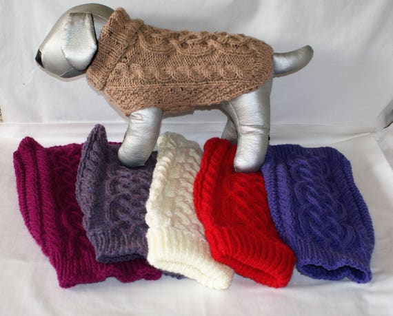 Hand knitted Aran dog jumper 3076cms