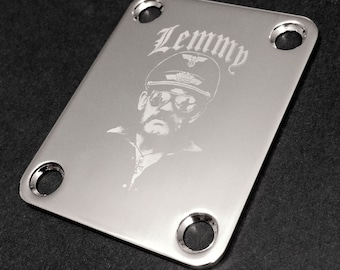 Guitar Parts - Neck Mounting Plate - Engraved Etched Fit Fender - LEMMY Kilmister Motorhead - Chrome or Gold