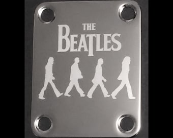 Guitar Parts - Neck Mounting Plate - Custom Engraved Etched - THE BEATLES Abbey Road - Chrome or Gold
