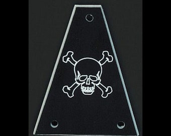 Guitar Parts - Engraved Etched - Truss Rod Cover - Options Fit: Gibson Epiphone Jackson Ibanez - SKULL & BONES
