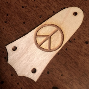 Guitar Parts - WOOD BURNED - Truss Rod Cover - Options Fit: Gibson or Epiphone - PEACE