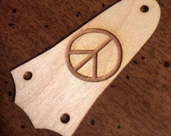 Guitar Parts - WOOD BURNED - Truss Rod Cover - Options Fit: Gibson or Epiphone - PEACE