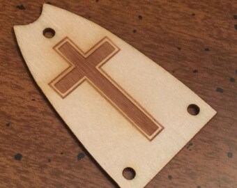 Guitar Parts - WOOD BURNED - Truss Rod Cover - Options Fit: Gibson or Epiphone - CROSS Faith