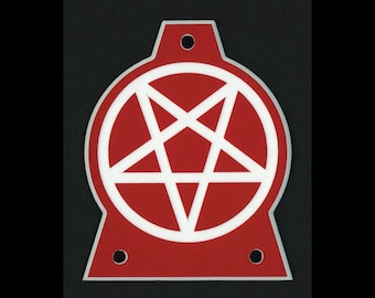 Guitar Parts - Engraved Etched - Truss Rod Cover - Fits Jackson - Oversized xl - PENTAGRAM 666 - Red
